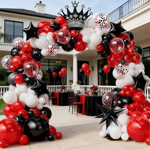 Image of Balloon Arch kit Red Black White Balloons Confetti Garland 132pcs