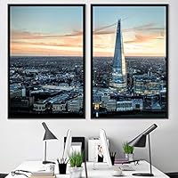 2 Piece Framed Canvas Wall Art Beautiful Sunset Canvas Prints Home Artwork Decoration for Living Room,Bedroom - 16