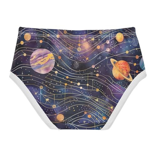 Toddler Panties, Galaxy Planet Purple Cotton Underwear Girls, 2T–8 Years2