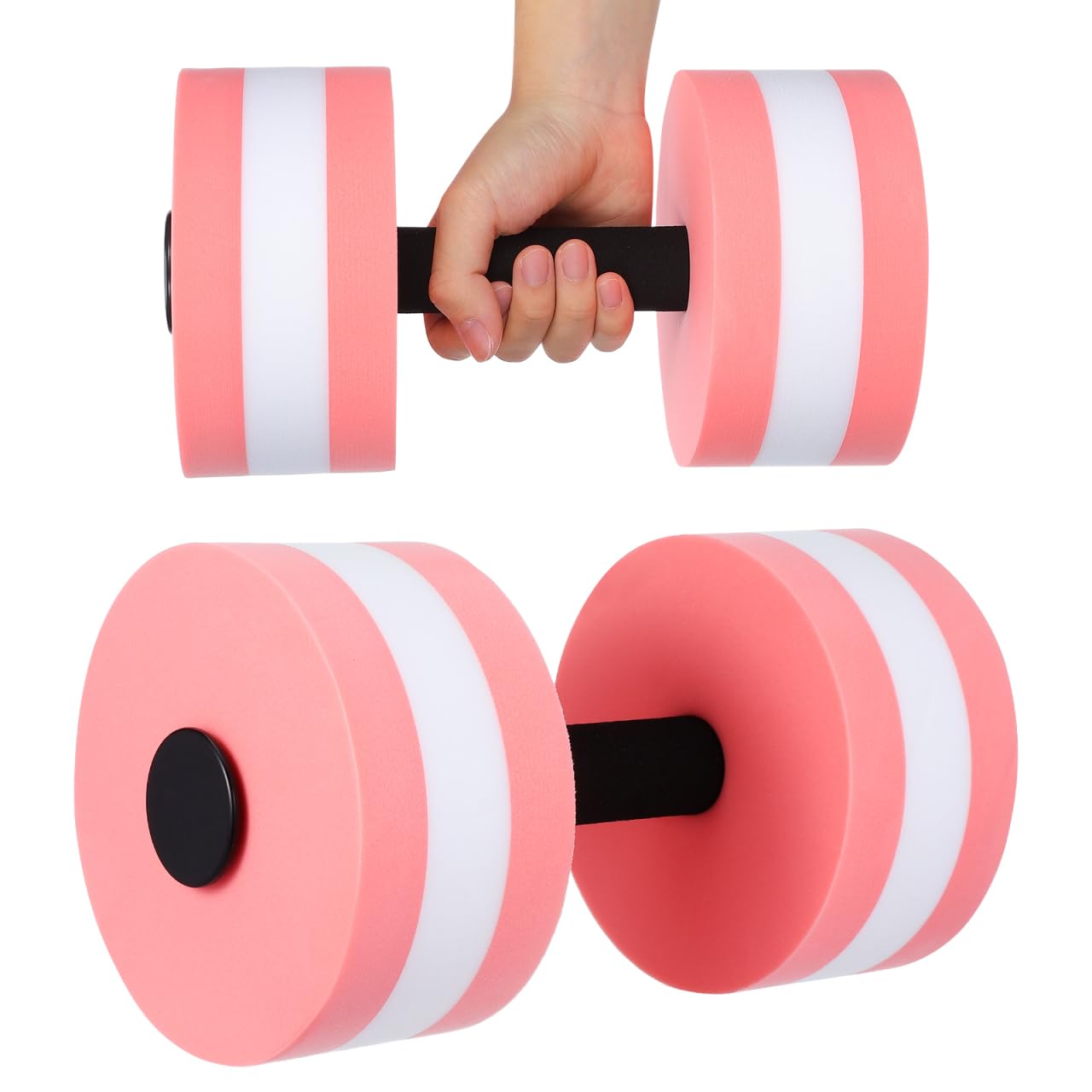 SEWACC Lot de 2 haltères aquatiques légers en mousse EVA pour exercices aquatiques pour piscine, fitness, aérobic (rose)