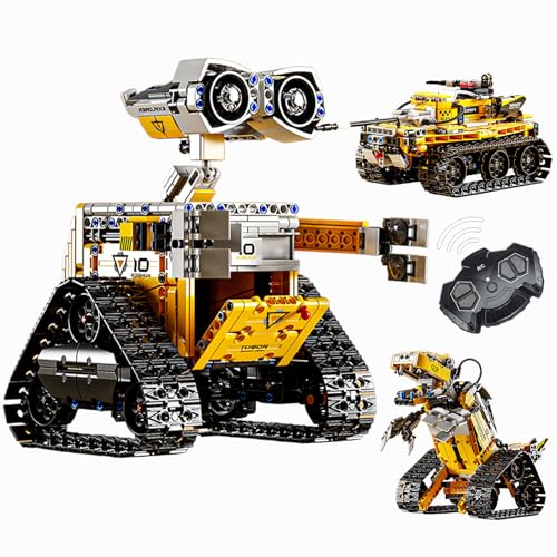 Robot Building Set with Remote Control, Tracked RC Robotics Building Toys Kit, 3 in 1 Models | Wall Robot/Mech Dinosaur/Military Tank Assembly Toy for Kids and Adults (632pcs)