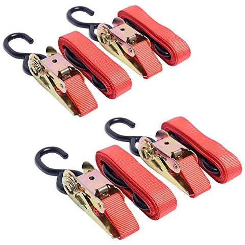 DiversityWrap Ratchet Straps Heavy Duty - Set of 4 (3m x 25mm) 500kg Break Strength Ratchet Tie Down straps with S hook and Weather Resistant Polyester Webbing Strap - Orange Cover