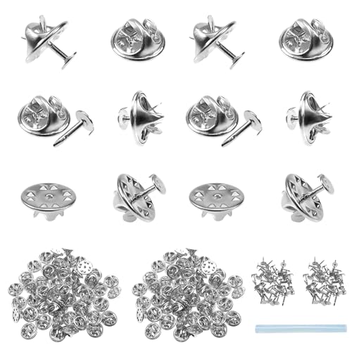 TOAOB 100 Pares 8 mm Plata Embragues de Mariposa Clutch Metal Pin Back Cierre de Broche con Parte Posterior Pines en Blanco para DIY Craft Manualidades y Joyería Tachuelas Corbata Repuesto