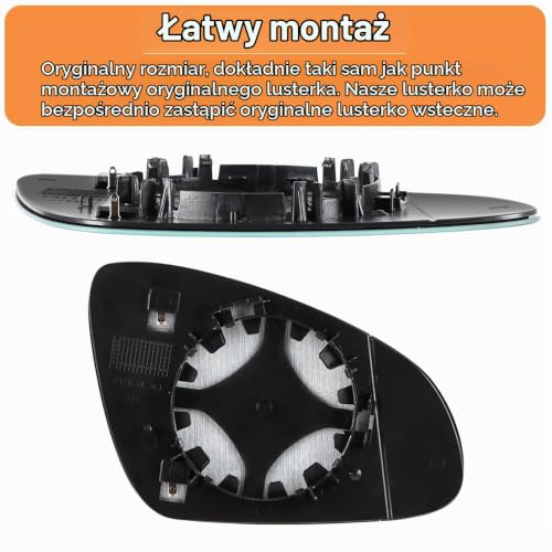 SENZEAL Szkło Lusterka Lewa Strona Kierowcy Podgrzewane z Płytą Nośną do Opel Astra J 2009-2015 1428451 (Lewa strona)
