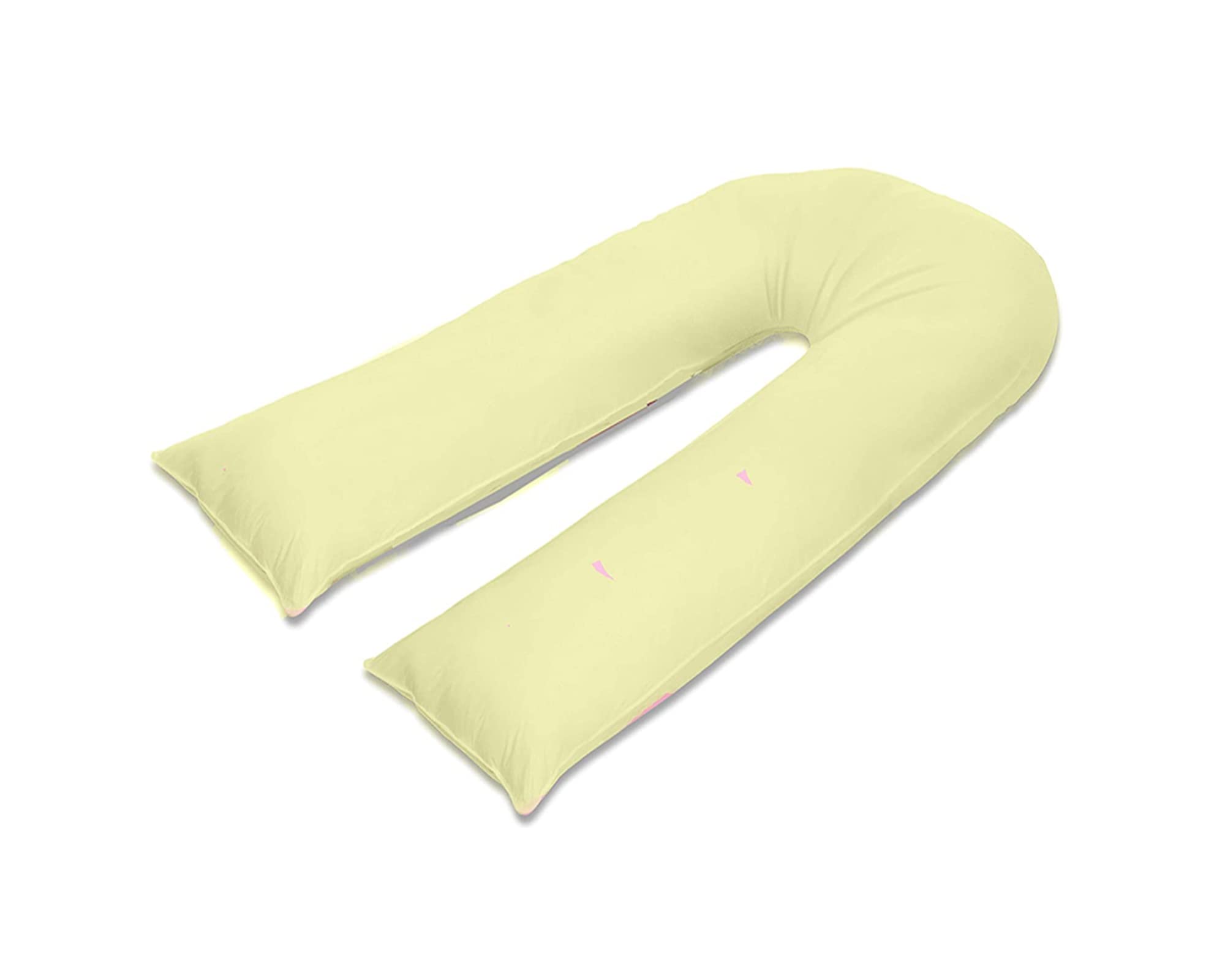 100% Pure Cotton Case 9ft Long Luxurious U-Shaped Pregnant Body Pillows Filled With Hollowfiber – Comfortable Sleeping Maternity Pillows For Back And Belly Support (Cream)