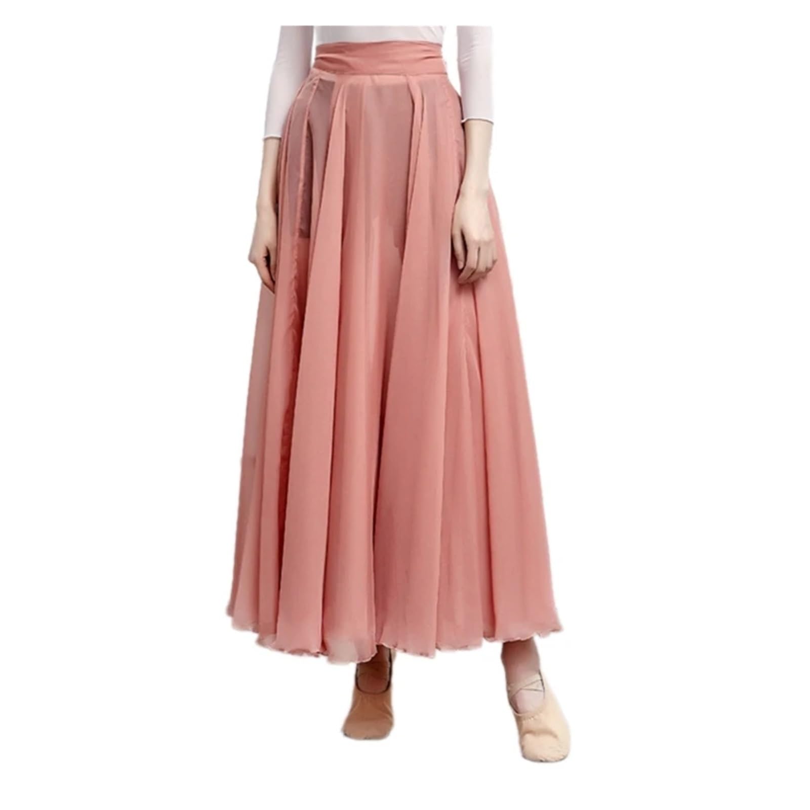 Falda Dance Swing Falda de Baile lírico for Mujer, de Gasa Transparente, con Lazo en la Cintura, con Vuelo Amplio, Larga, Cruzada, for Festivales de Baile(Pink)