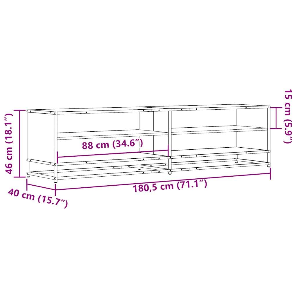 vidaXL Mobile Porta TV Rovere Fumo 180,5x40x46 cm in Legno Multistrato, Supporto TV, Mobile HiFi, consolle TV, credenza TV