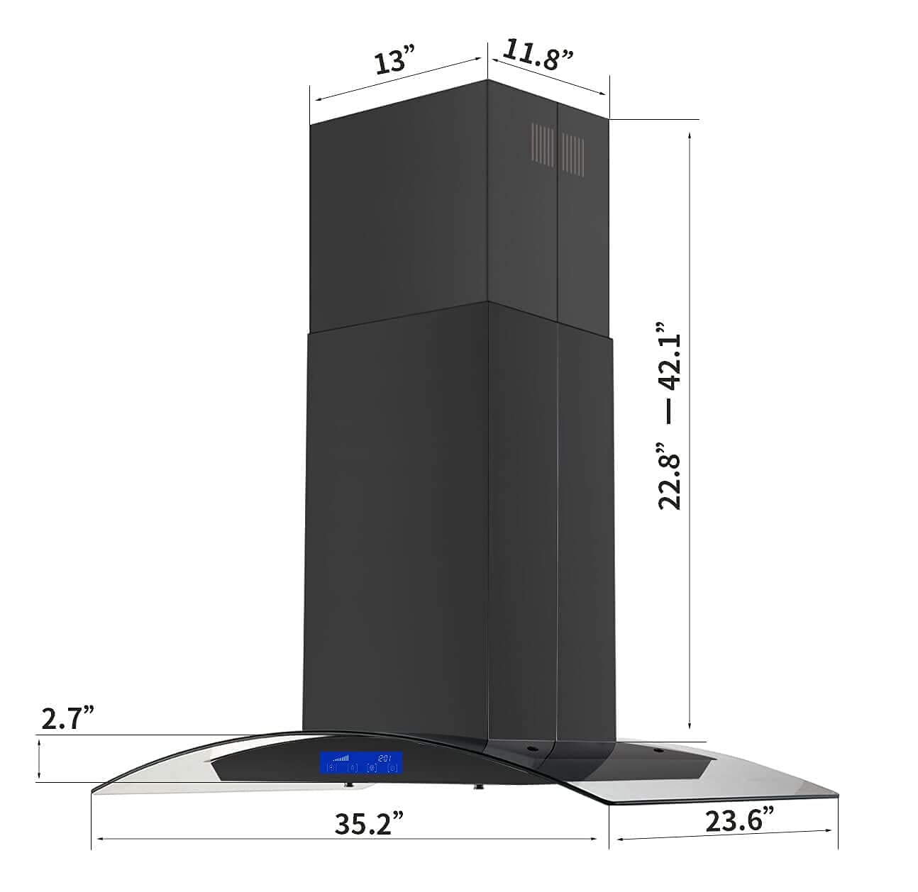 36 inch Island Mount Range Hood 700CFM Powerful, Ducted/Ductless