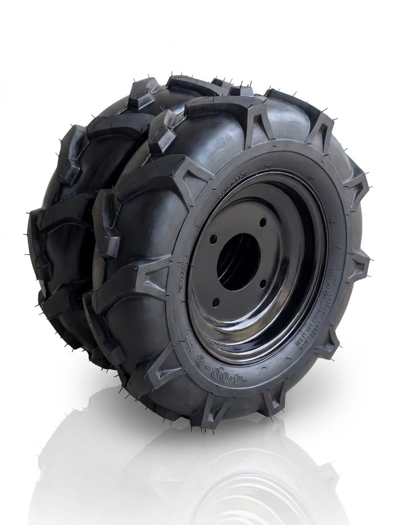 Power Weeder Heavy Duty Tyre, 4.00-8 Size, Agricultural Rubber Tyre for Power Weeders and Mini Tillers, Black, 2 Pieces Petrol and Diesel-image-15