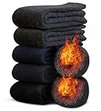 [Bafup] 靴下 メンズ ソックス 冬 厚手【零下防寒・激暖38℃恒温・ウール素材】 ウールソックス 360°蓄熱 極厚裏起毛 防寒 保温 消臭 耐久性 伸縮性 室内 アウトドア 登山 キャンプ 25-29㎝ (#04.ブラック*2+濃いグレー*2+ネイビー)