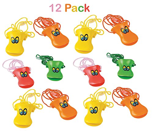 Kicko Pack of 12 Plastic Duck Beak Whistles with Nylon Cord - 3