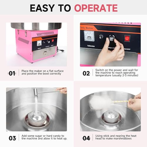 Zuckerwatte Maschine Für Zuhause Kommerziell Mit 20-Zoll Edelstahlschüssel,Zuckerschaufel Und Schublade,Cotton Candy Machine in Höchster Qualität Für Jeden Anlass – Bild 8
