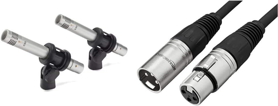 Samson Pencil Condenser Microphones (SAM C02PR) and Amazon Basics XLR Microphone Cable