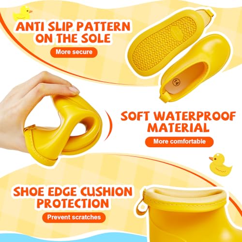 2 Pcs Toddler Raincoat Rain Boots Set Kids Baby Cartoon Hoodie Zipper Jacket Short Rain Shoes for Little Boys Girls3