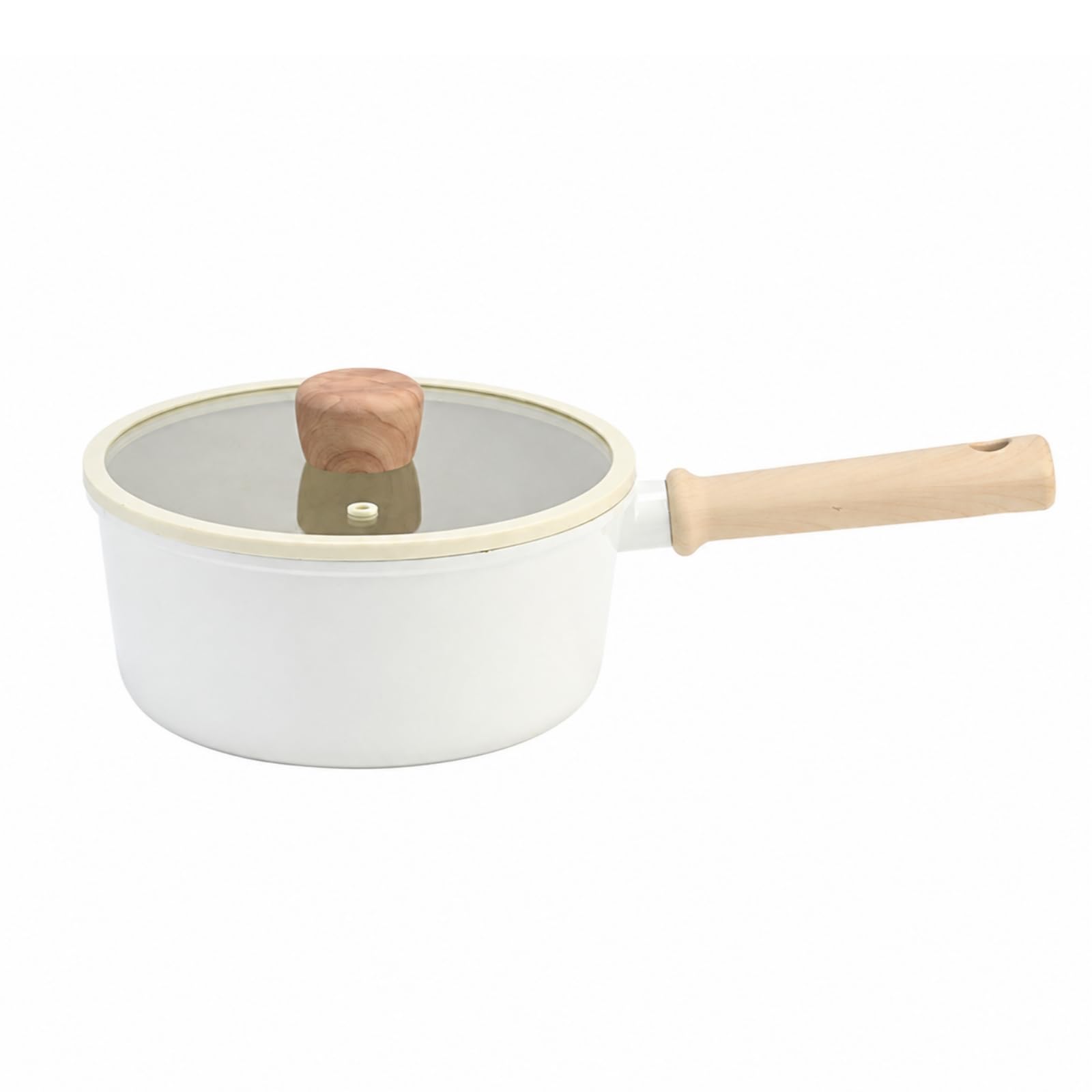 Ronyme Cazuela Antiadherente Pequeña Olla Aluminio con Mango Madera Compacto Olla 2,45 Litros para Cocina Casera, Conjunto 1