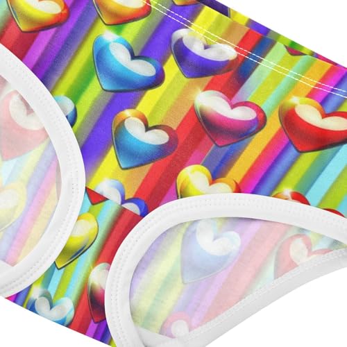 Joisal Pattern Girls Underwear Toddlers 2t Cotton Panties for Girl Colorful Glossy Hearts Red Briefs Underpants4