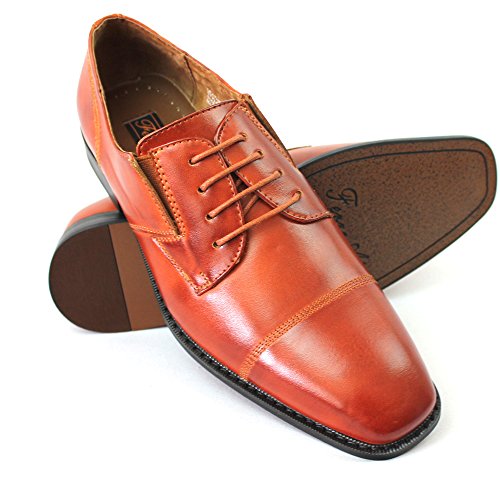 Ferro Aldo Mens Cognac Brown Cap Toe Oxfords Dress Shoes