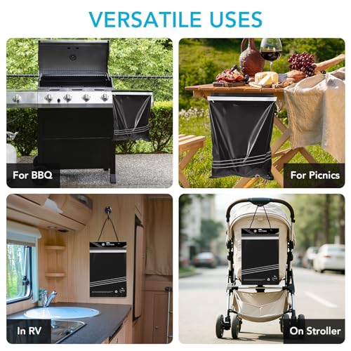 Image of Disposable Car Trash Bag - Large Capacity - Car Garbage Bag Hanging from Headrest - Easy to Stick-On, Leakproof, Smellproof Car Trash Can - Ideal for Travel, Camping, and Home Use (All Black, 50)