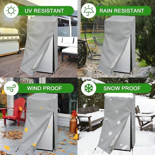Image of Refrigerator Cover for Most 3.0 Cu Ft Freezer, Waterproof & Dustproof Fridge Cover for Protecting Upright Freezers /Beverage Refrigerator-Grey (23 inchW x 23 inchD x 34 inchH)