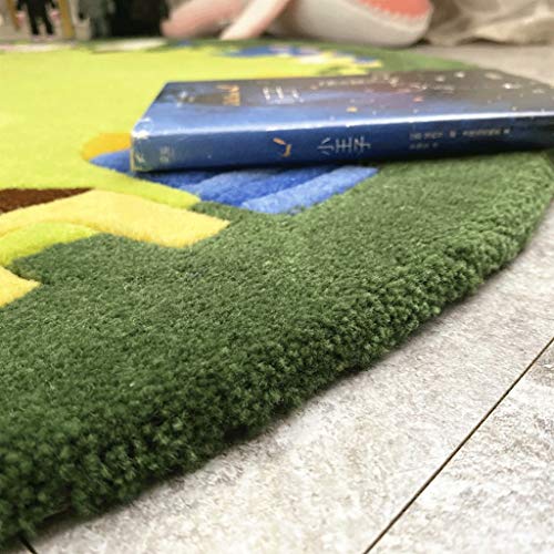 Ronde Vloerkleden Baby Kids Round Rug speelmat Tapijt Play Mat Ronde Kinderdagverblijf van de Baby Rugs Kerstmis Rug Thanksgiving, groen (Size : Diameter 100cm) - Afbeelding 3