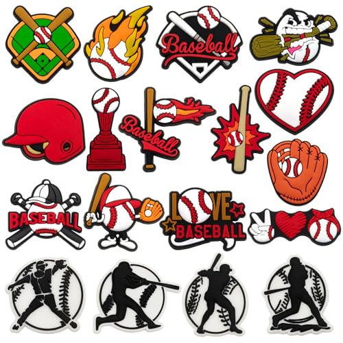 Szukastai - Szukastai Sports Ball Shoe Charms for Clog Shoe, Baseball Basketball Soccer Football Softball Volleyball Shoe Charms for Shoe Bracelet Wristband Party Gifts (Baseball) - -16%