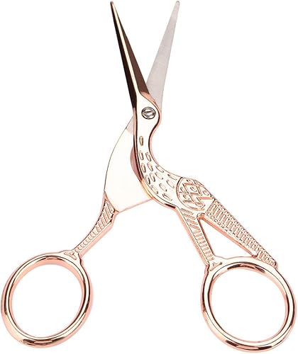 Miniatura 8 de Tijeras de bordado, tijeras de costura de acero inoxidable vintage, clásicas de oro rosa, grúa de cigüeña, tijeras de coser para bricolaje, costura