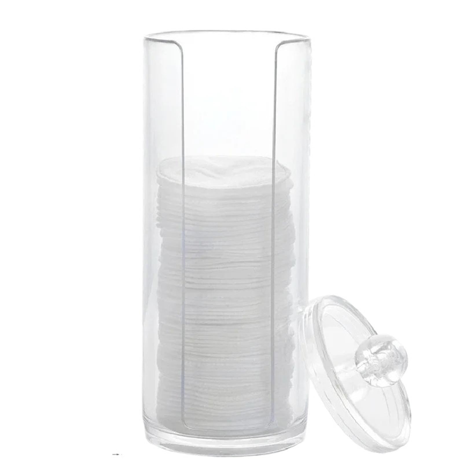 AHUFGN Cotton Pad Holder Transparent Storage Box Makeup Cotton Pads Organizer Round Container Jewelry Swabs Jars(Transparent-A)