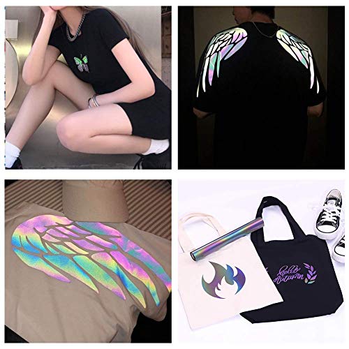 Kegumingx Reflective Heat Transfer Vinyl Rainbow Htv Vinyl Rolls Pack 12 Inch X 5 Feet Iron On Vinyl For T-Shirts Diy Design, Cricut & Silhouette Cameo For Heat Press Machine (Reflective Rainbow) #TOP6