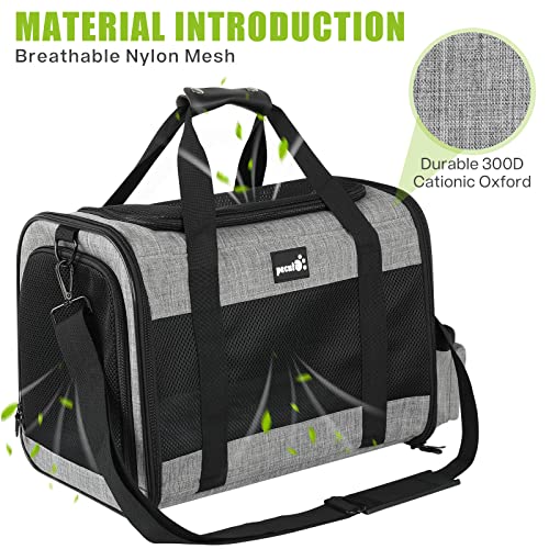 Image of Pecute Pet Carrier, Airline Approved Soft Dog Cat Carrier, Pet Taxi with Carrying Strap Breathable Mesh Removable Cushion, Foldable Pet Handbags for Cats Puppies Up to 16 Lbs