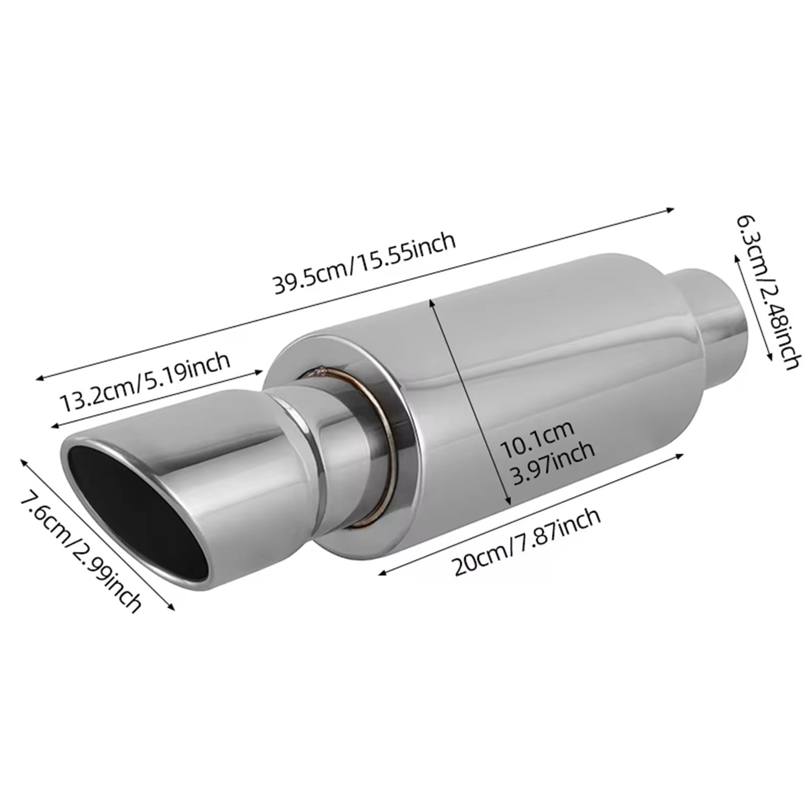 Terminale 1 pezzo Universale Per Sistemi Di Scarico Marmitta Punta Argentata Tubo Acciaio Inox Coda Posteriore Gola Dritta Auto Tubo Scarico