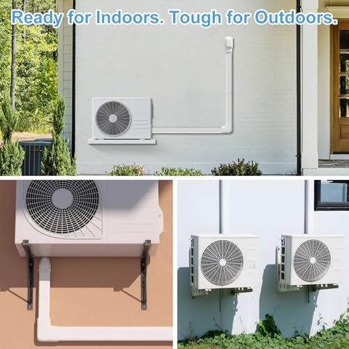 Image of Mini Split Line Set Cover: 3 Inch 10Ft DIY Decorative Outdoor PVC Tubing Cover Kit for Mini Split, Air Conditioner, Central AC and Heat Pumps