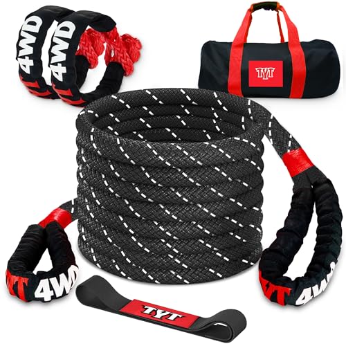 TYT Kinetic Recovery Rope,(1.26 in x 30ft Black) 55000lbs Snatch