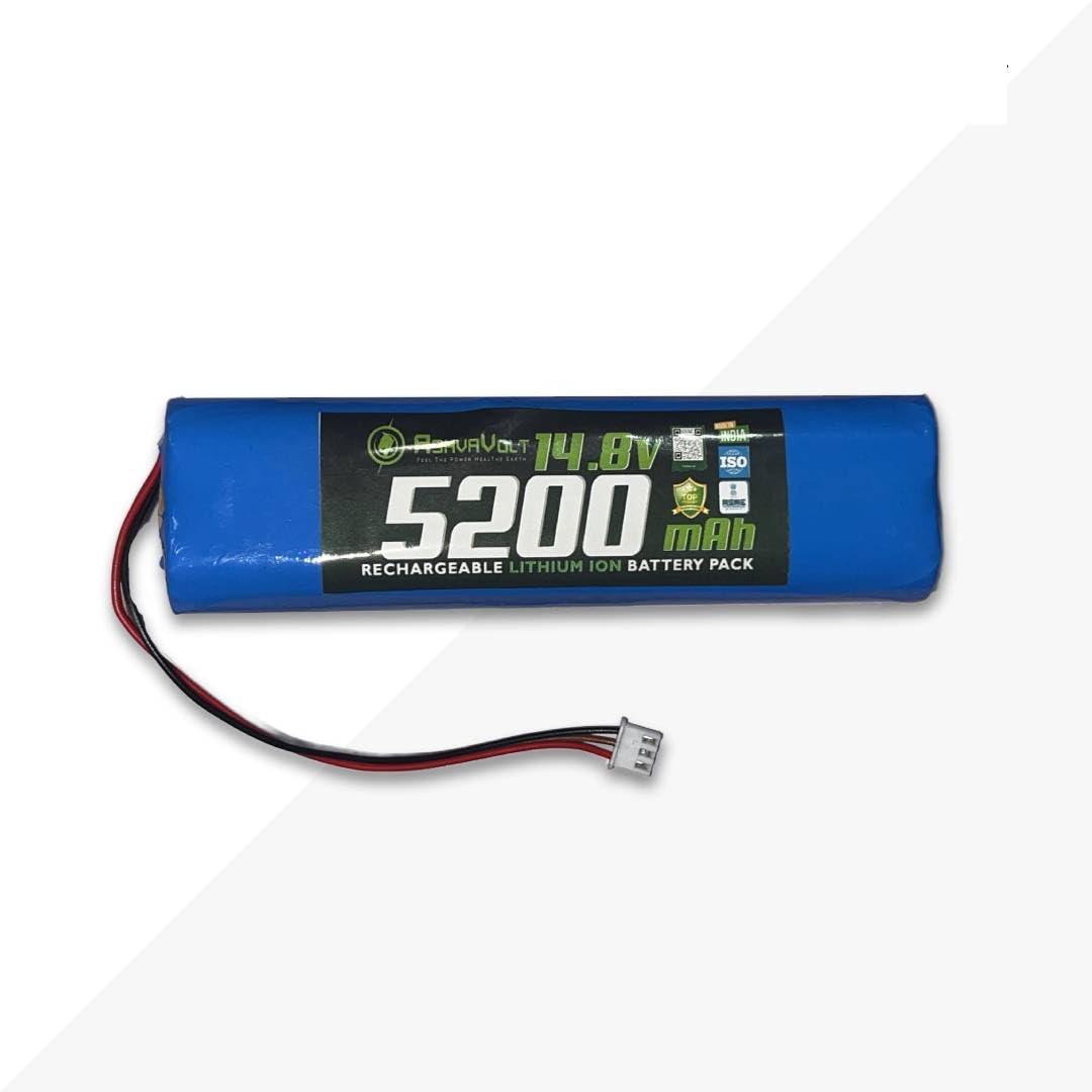 14.8V/14.4V 5200mAh 18650 4S2P (16.8V Max) Li-Ion Rechargeable Pack with Charge Protection for Solar, GPS, CCTV, Robots, Vacuum Cleaner Robots etc Includes BMS