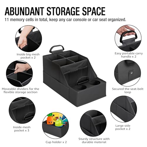 Image of MULISOFT Car Seat Organizer- Backseat Car Organizer with 12 Storages Compartments and 2 Cup Holders, Organizers and Storage, Front Seat for Travel Kids,Black