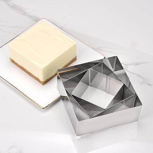 Miniatura 6 de Guowall 3 anillos de acero inoxidable para hornear pasteles, formas redondas para cortador de pasteles de mousse para suministros de panadería,