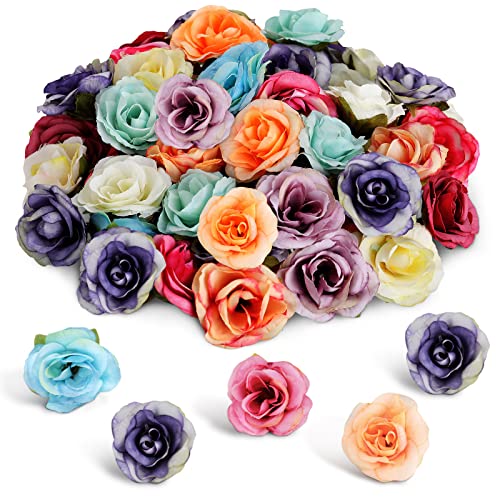 Jutom 60 Pieces Faux Flower Heads In Bulk Mini Artificial Flowers Heads Silk Roses Blossom Heads Multicolor Flowers Diy Silk Rose Flower For Crafts Wedding Garland Decor, 1.6Inch #TOP2