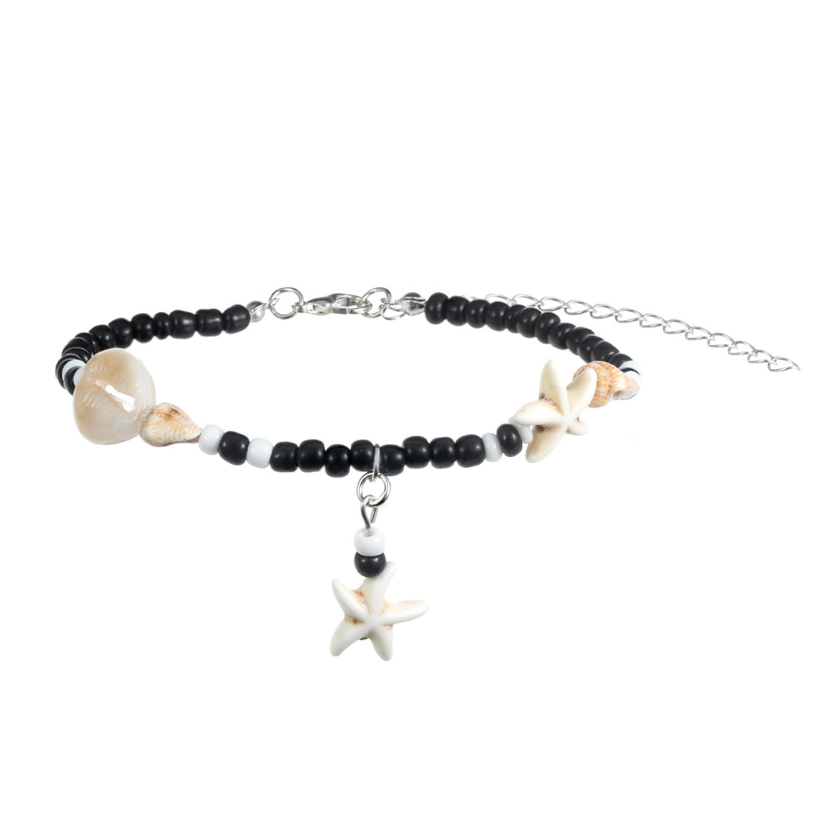 Cavigliera con conchiglie intrecciate a mano con perline in resina, catena regolabile per gambe, gioiello per feste in spiaggia, cavigliera da donna