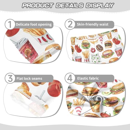 Girls Leggings Hamburgers Drinks Fries Print Soft Toddler Leggings for Girls Kids Pants Size 4T-10T3