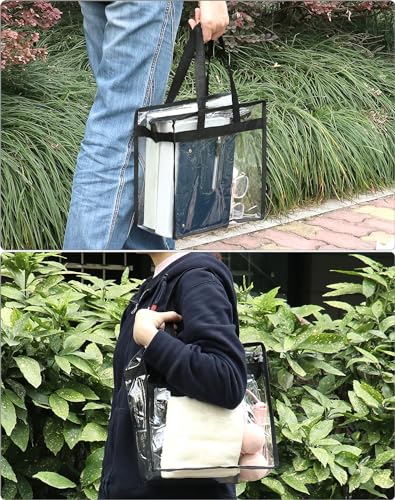 QWORK Transparent PVC Stadium Approved Tote Bags, 4 Pack 12x6x12 inches Clear Large Totes with Zipper Closure3