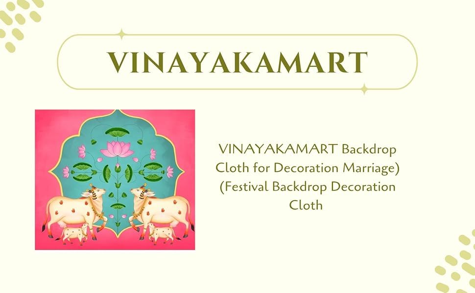 Image of backdrops for varalakshmi Pooja | pichwai Backdrop | Cow backdropss Cloth for decorationss |poojas backdropss |pichwai backdropss Cloth Decorations (8x8 FEET) Dark Lotus | Lakshmi poojas Backdrop