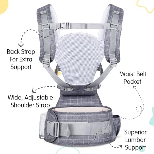 Image of 1st Step 5 in 1 Hip Seat Baby Carrier with 5 Carry Positions, Detachable Hip seat, Padded Waist Belt for 4 to 36 Months Baby, Adjustable New-Born to Toddler Carrier, Max Weight Up to 16 Kgs (Grey 2)