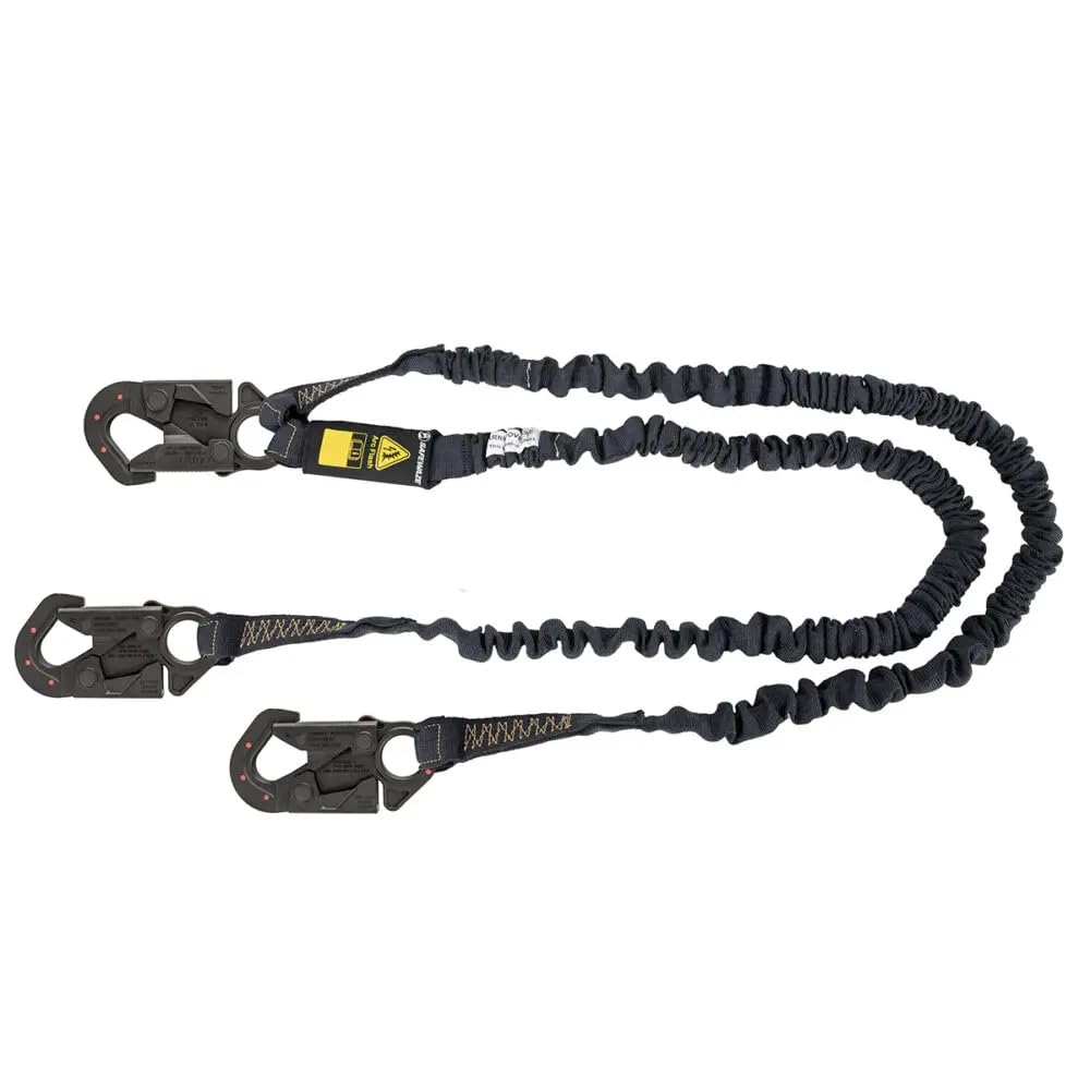 Safewaze 023-2105 - Arc Flash 6' Energy Absorbing Lanyard: Aramid, Dual Leg, Dielectric