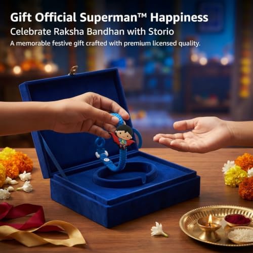 Image of Storio Superman Silicone Band Rakhi | Officially Licensed | Rakhi for Boys, Bhaiya, Bhai | Raksha Bandhan Gift
