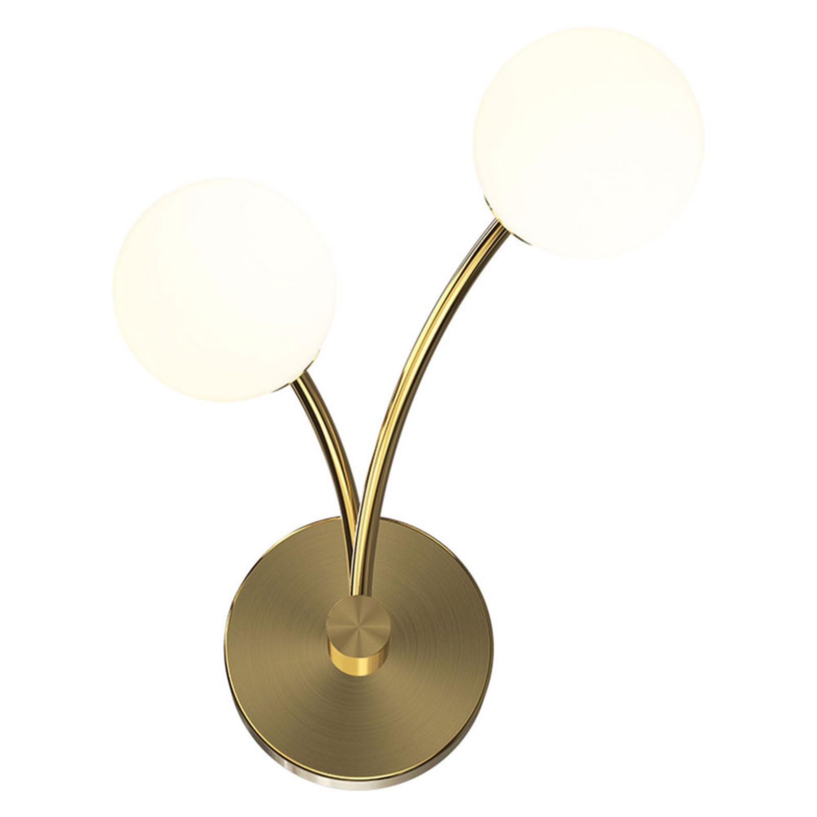 Applique da Parete in Rame Massiccio, Lampada nordica Moderna per Interni, Doppia Lampada Rotonda in Vetro per Soggiorno e Camera da Letto, 1 Confezione / 2