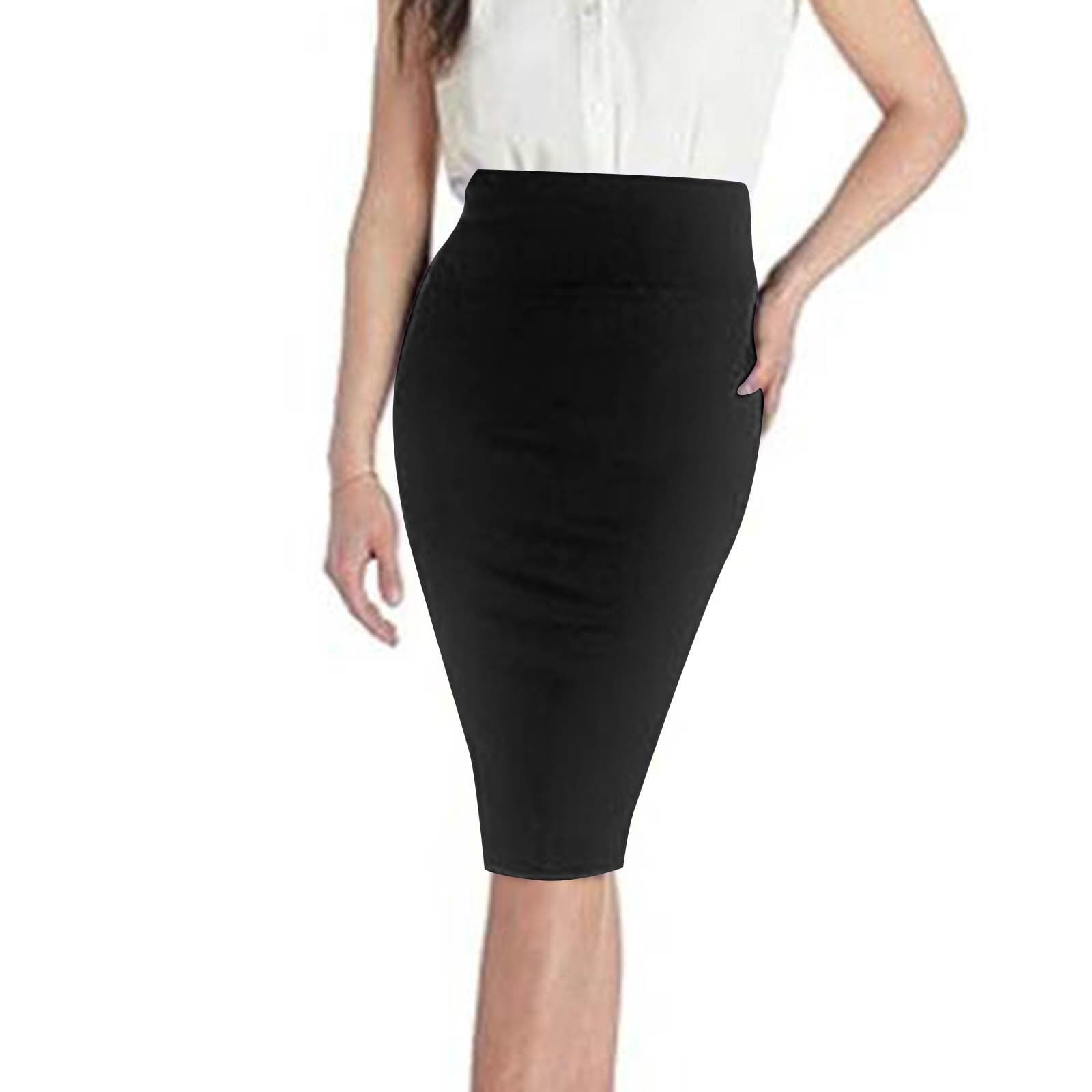 Womens Bodycon Pencil Skirt Business Casual Elegant Dressy Casual Knee Length High Waisted Midi Skirts