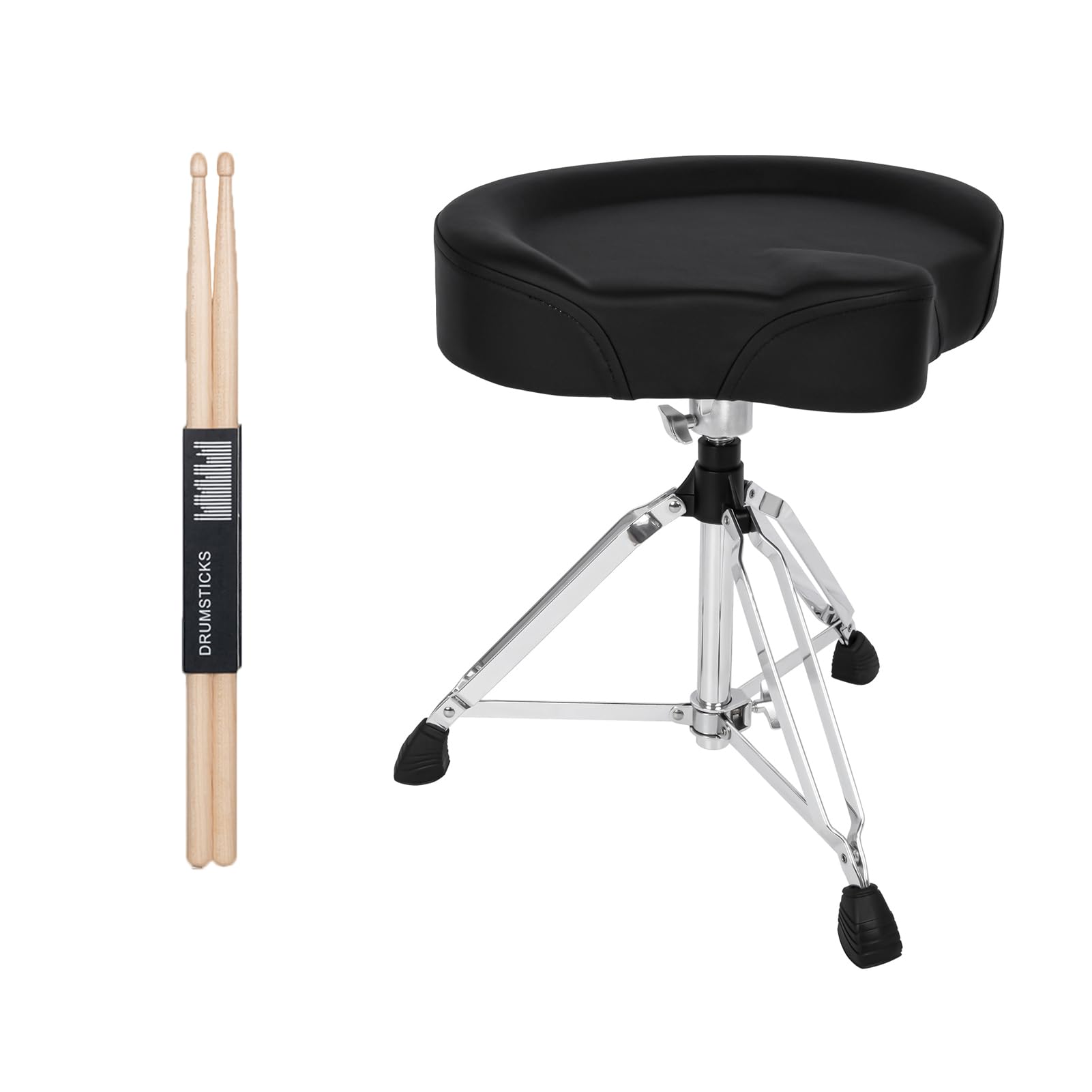 STRICH Saddle Drum Throne Seat, Swivel Adjustable Padded Guitar Stool, Heavy Duty Motorcycle Style Widened Drum Chair, SDB-30