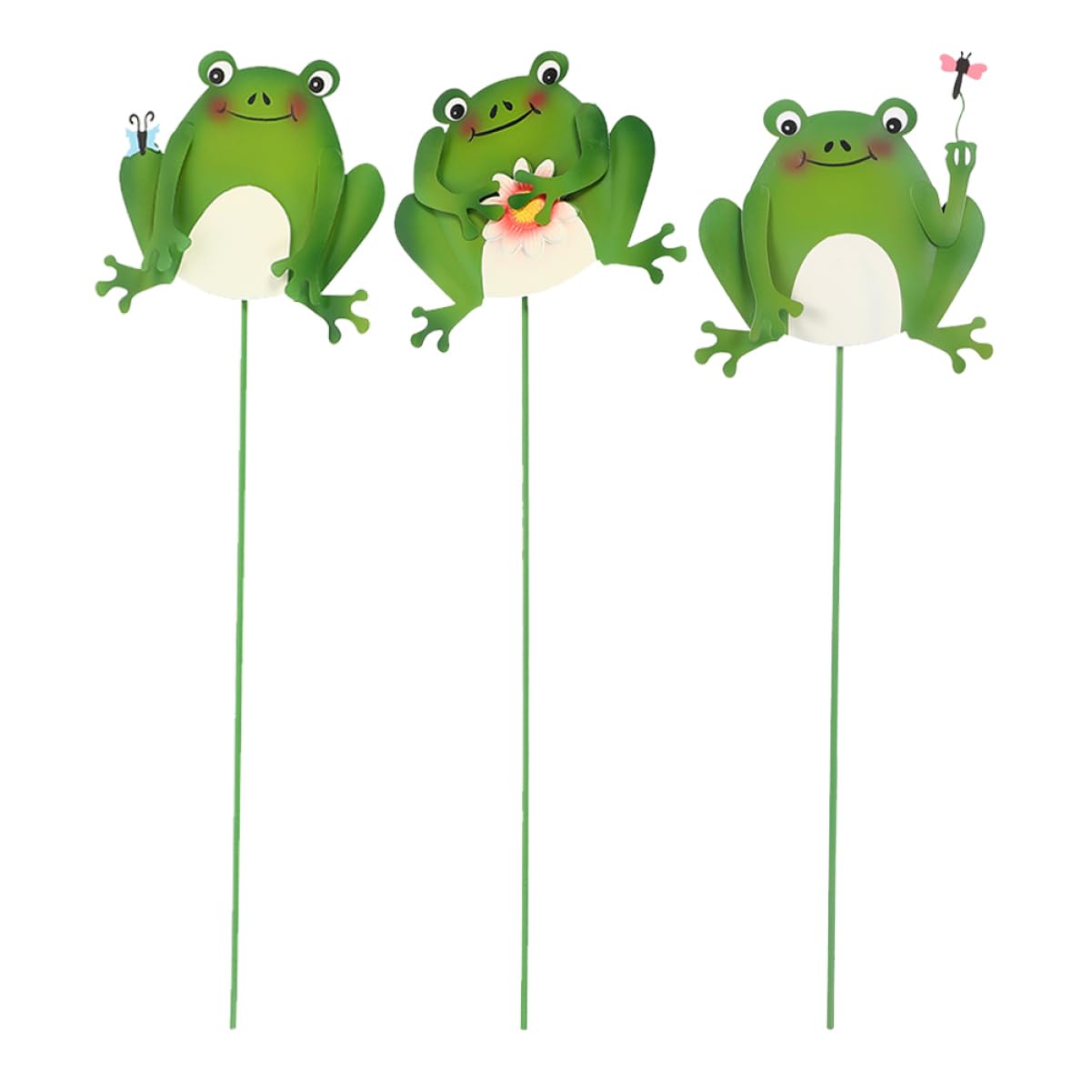 Toyvian 5 Sätze Gartenfrösche Metallstecker Bunte Deko Für Garten Blumenbeete Und Vivid Frog Ornament Für Außenbereich Als Für Gartenliebhaber 3 Stück * 5
