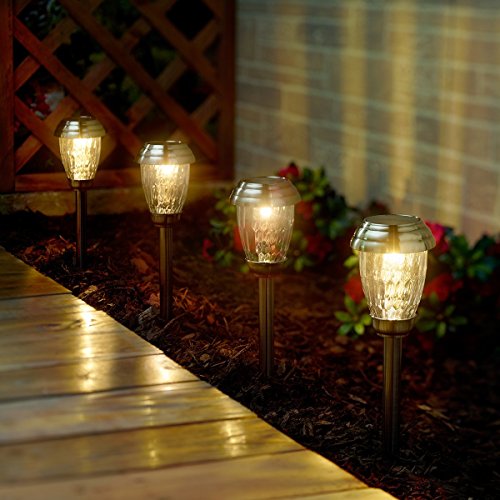 Smart Solar 3426WRM6-HP Charleston 6-Pack Solar Lights, Heritage Pewter, Stainless Steel, with Electroplated Pewter Finish and Real Glass Shade and Energy Saving White LED in Each Light - Thumbnail 4
