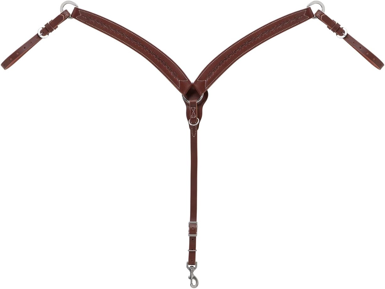 Weaver Leather Barbed Wire Contoured Breast Collar, Brown