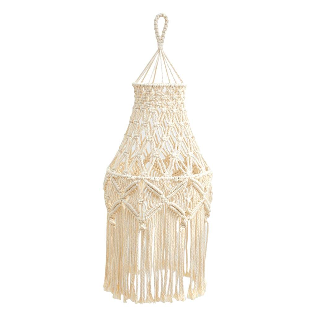 Pantalla Macramé Lámpara Colgante Bohemia Tejida Cubierta Algodón Decorativa para Sala de Estar Dormitorio Cuarto Infantil Boda Fiestas Regalo, Los